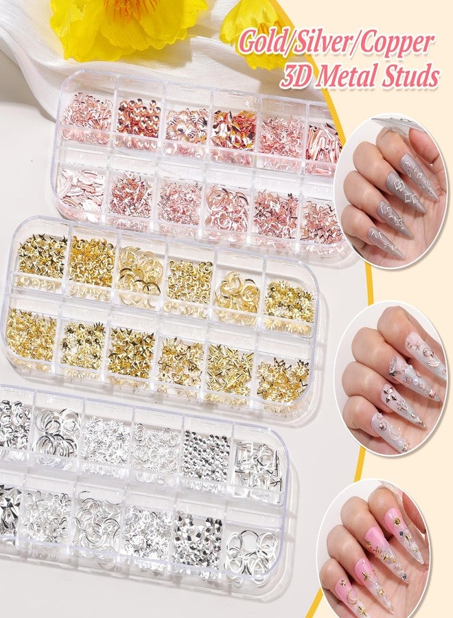editTime 15 Boxes Nail Rhinestones Gems Kit,Gold/Silver Metal Studs,Mixed Sizes Flatback Crystals Rhinestones,Half Pearls,Sequins,Foil Flakes with Tweezers & Dotting Tools for DIY Manicure - Image 3